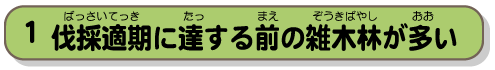 伐採適期に達する前の雑木林が多い